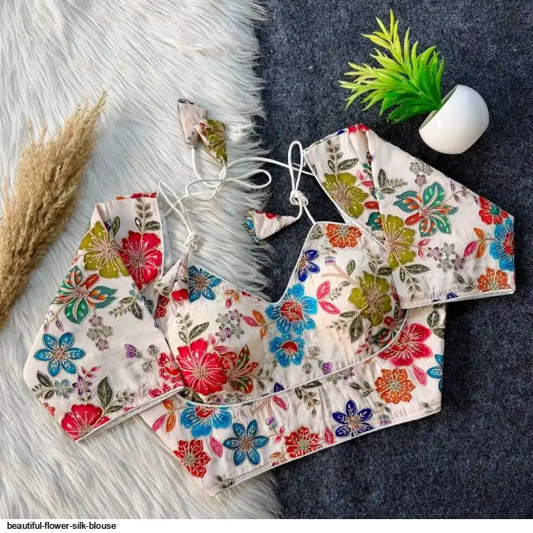 BEAUTIFUL FLOWER SILK BLOUSE D