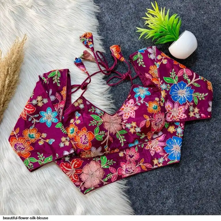 BEAUTIFUL FLOWER SILK BLOUSE A