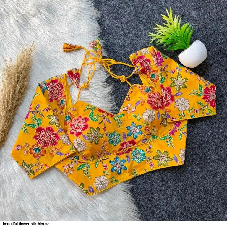 BEAUTIFUL FLOWER SILK BLOUSE C