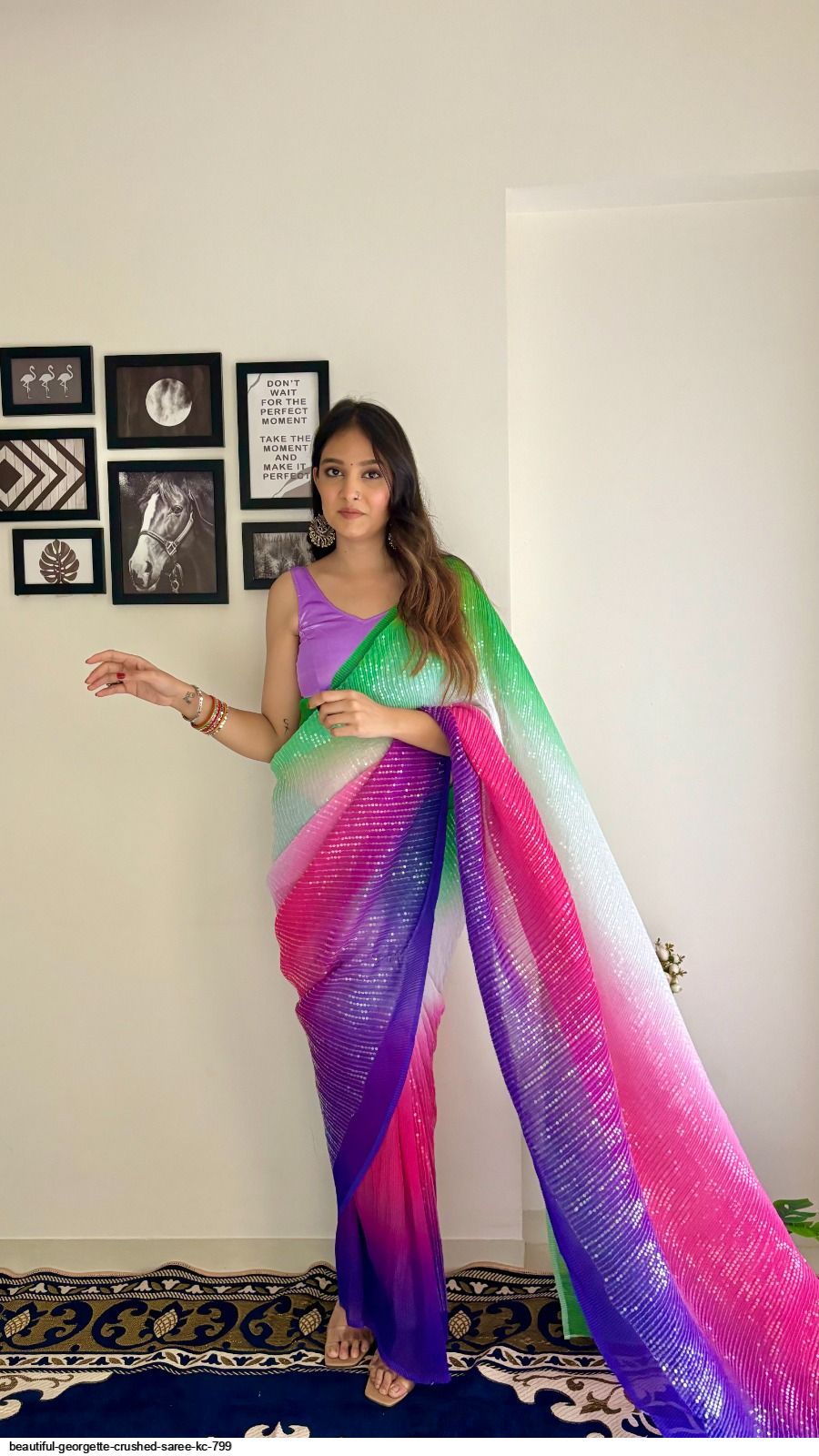 BEAUTIFUL GEORGETTE CRUSHED SAREE KC 799 D