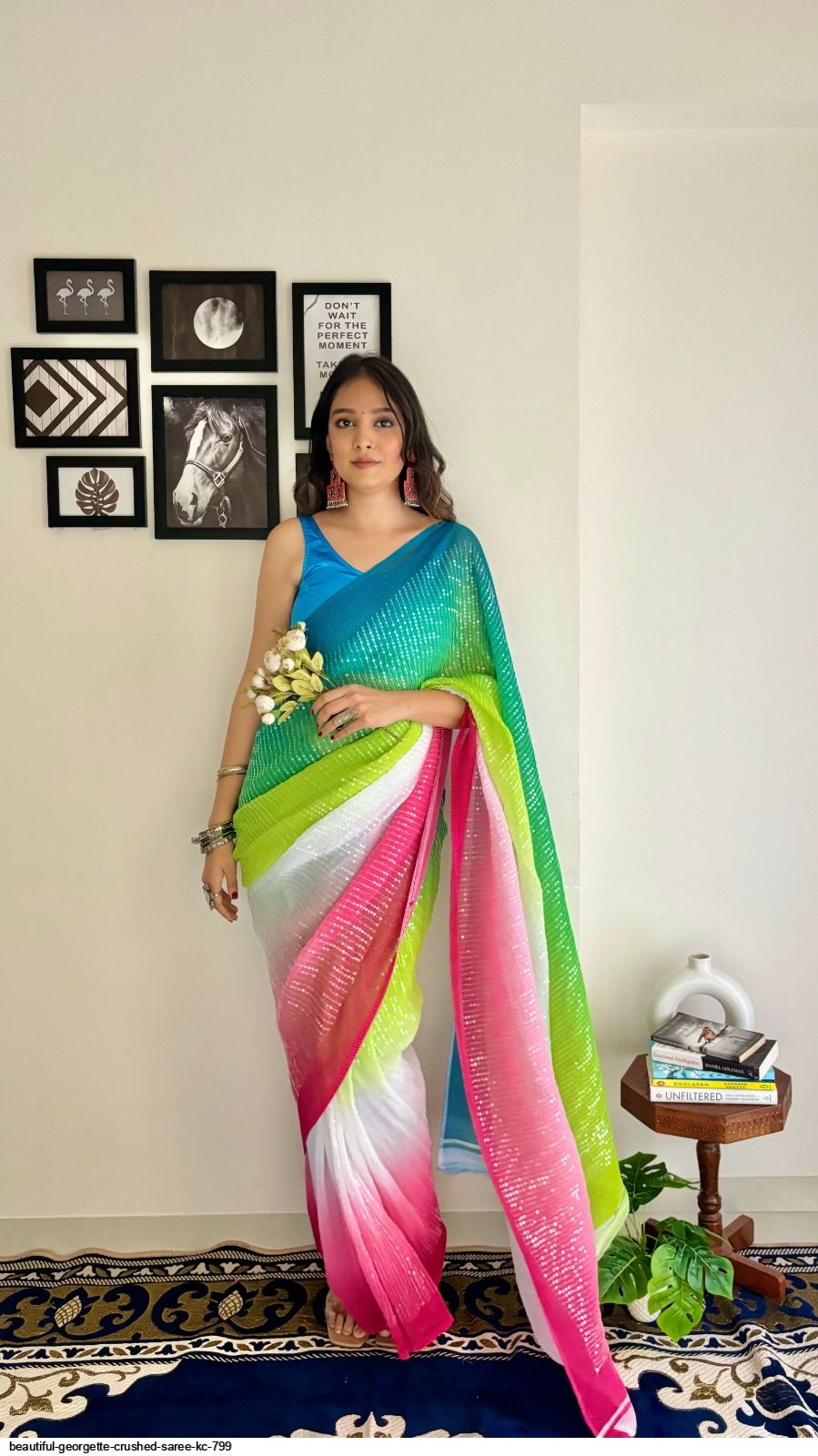 BEAUTIFUL GEORGETTE CRUSHED SAREE KC 799 C
