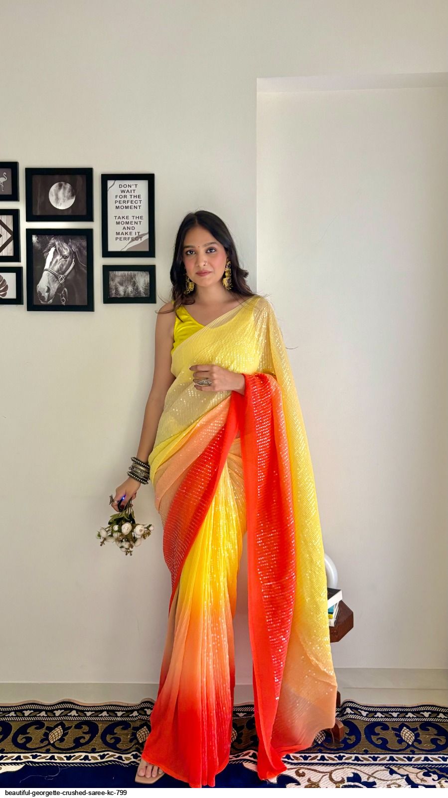 BEAUTIFUL GEORGETTE CRUSHED SAREE KC 799 K