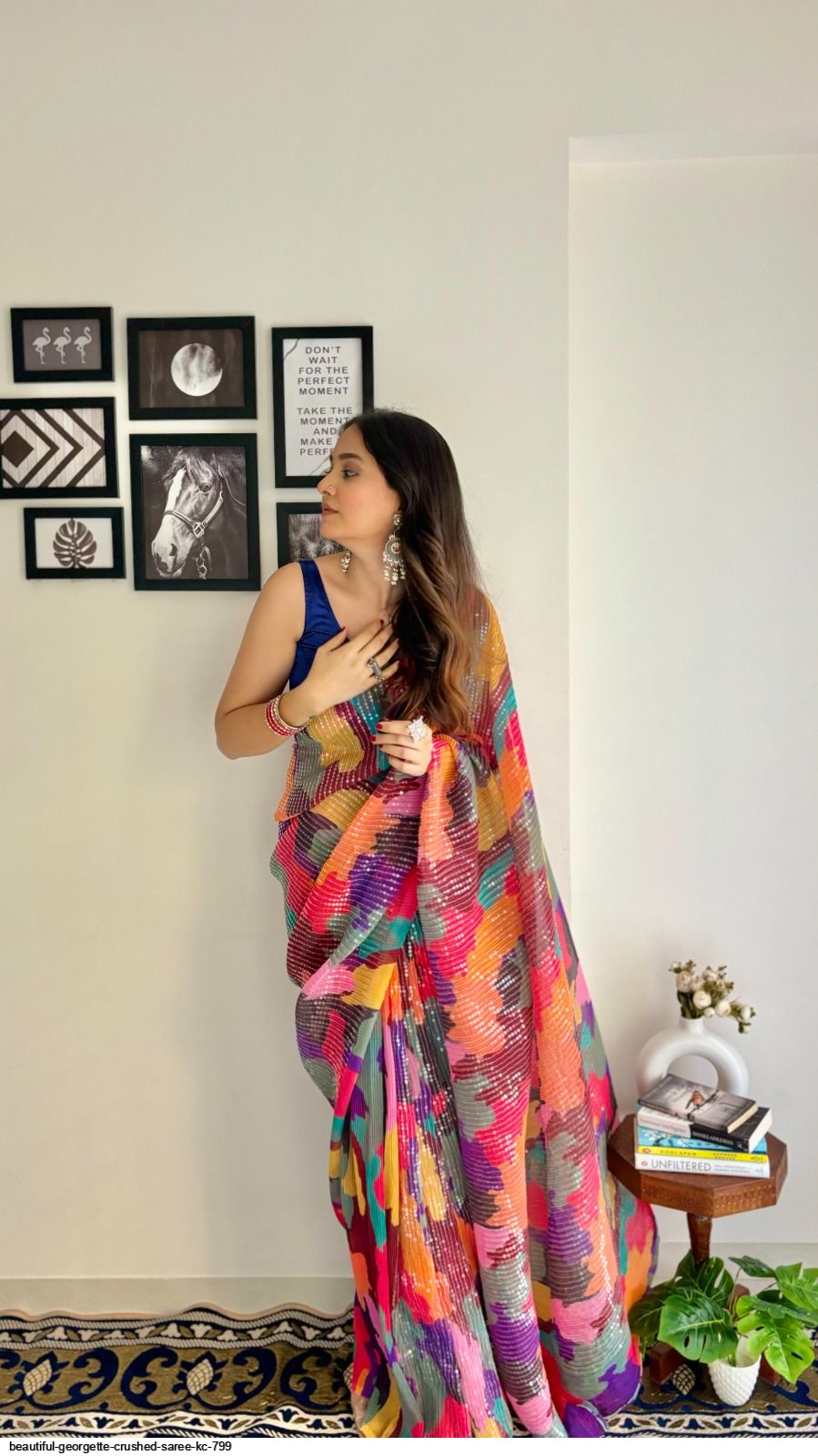 BEAUTIFUL GEORGETTE CRUSHED SAREE KC 799 F