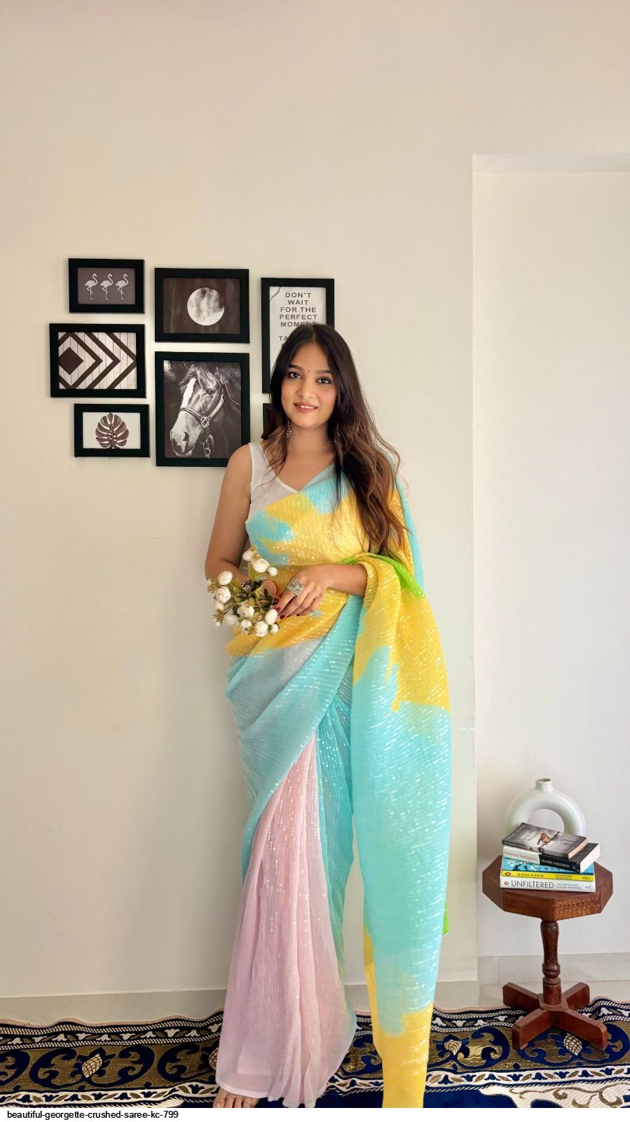 BEAUTIFUL GEORGETTE CRUSHED SAREE KC 799 B