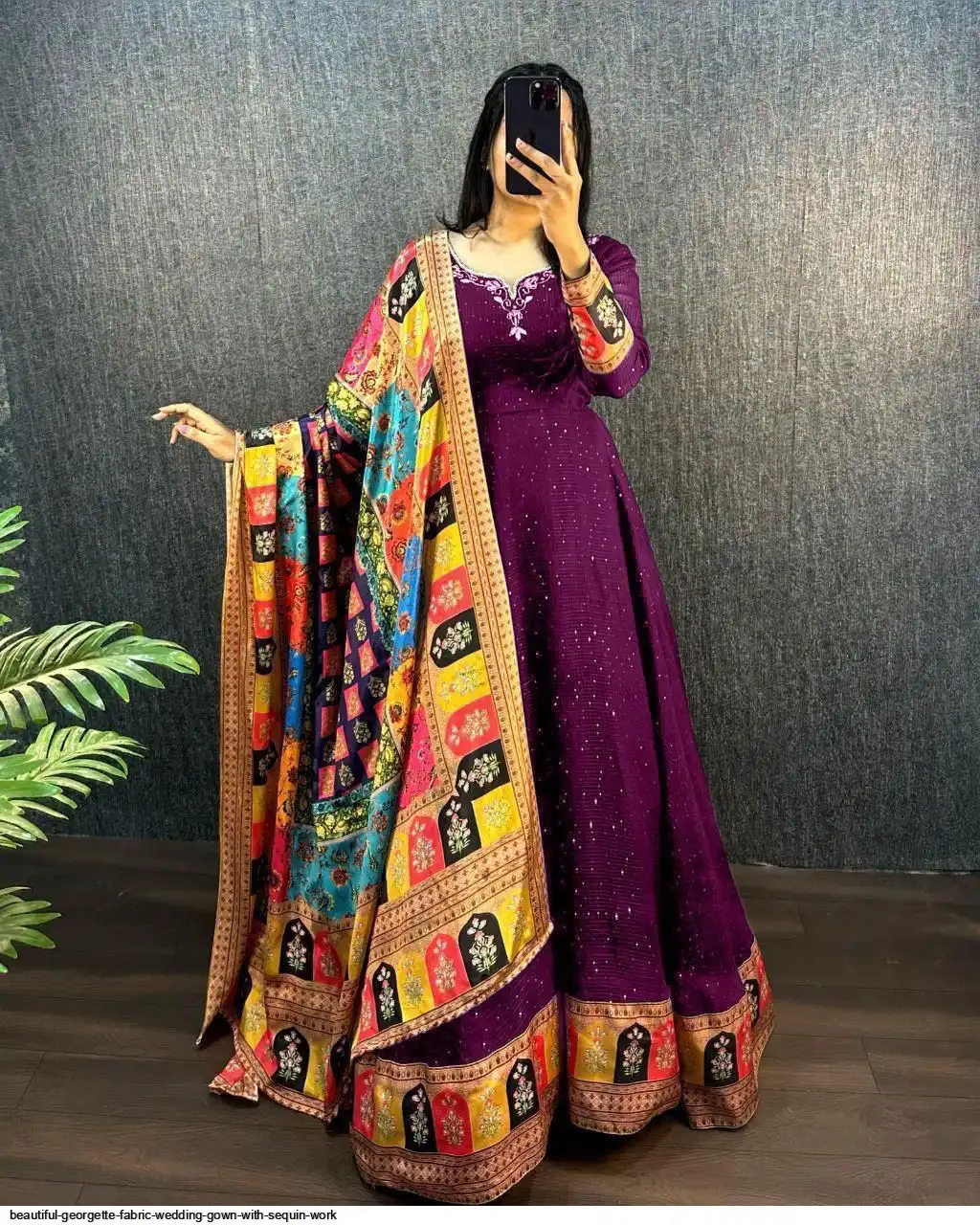 BEAUTIFUL GEORGETTE FABRIC WEDDING GOWN WITH SEQUIN WORK 1