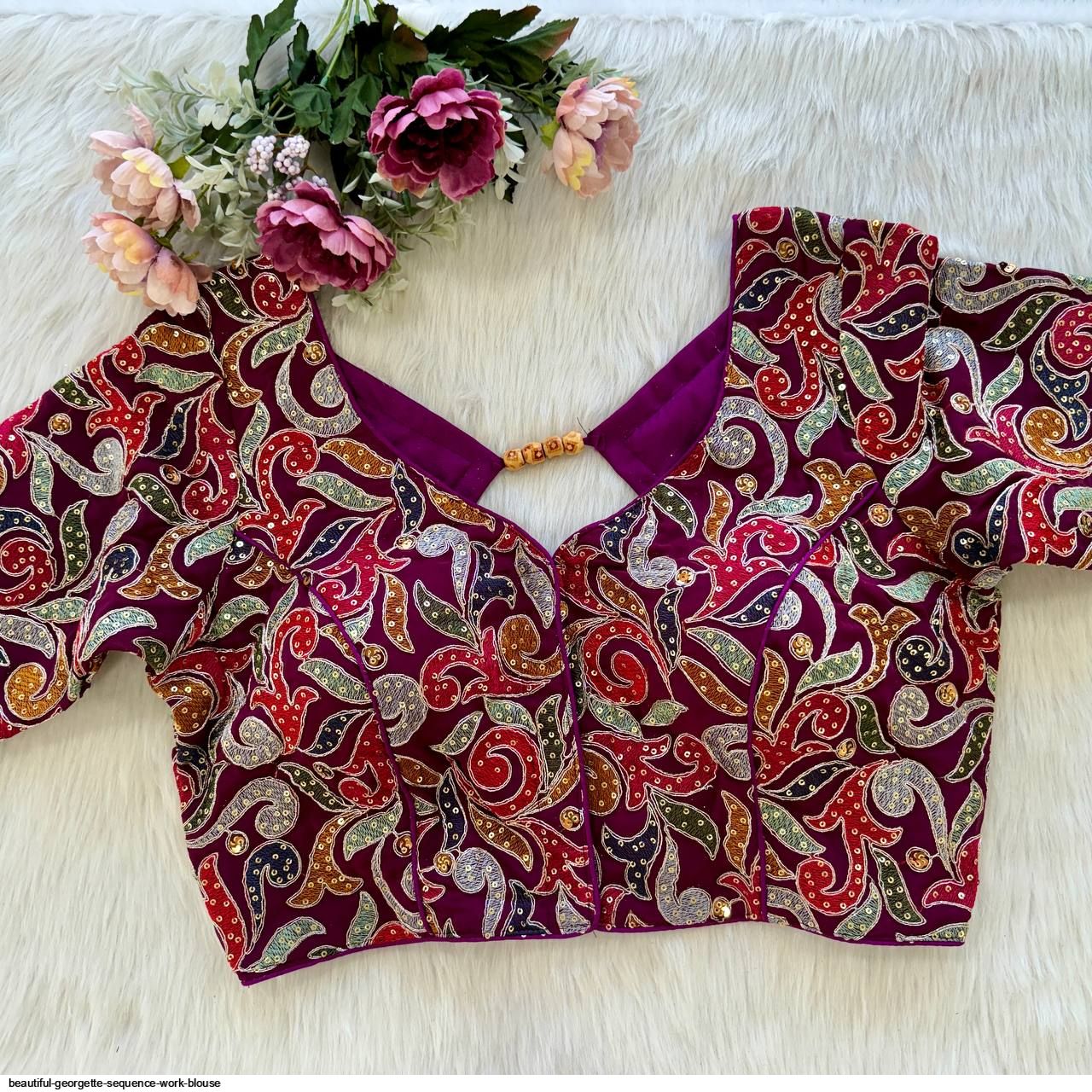 BEAUTIFUL GEORGETTE SEQUENCE WORK BLOUSE