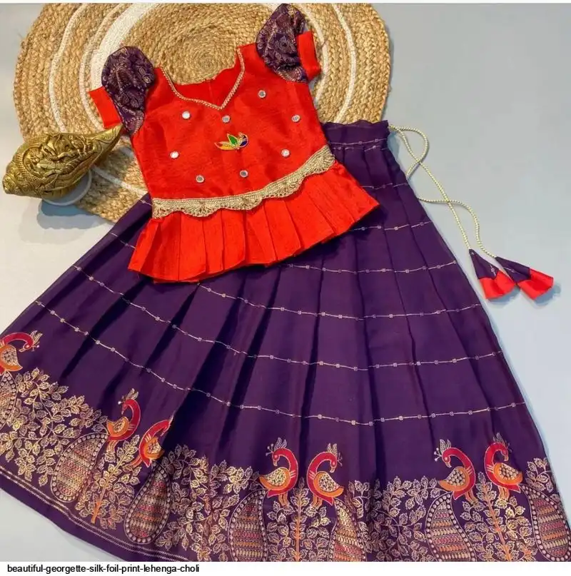 BEAUTIFUL GEORGETTE SILK FOIL PRINT LEHENGA CHOLI C