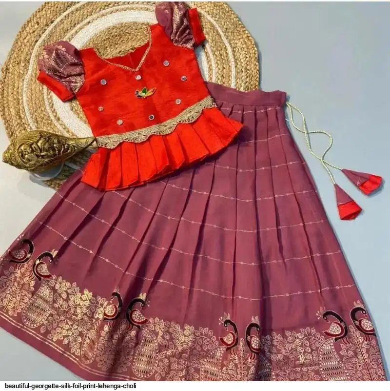 BEAUTIFUL GEORGETTE SILK FOIL PRINT LEHENGA CHOLI A