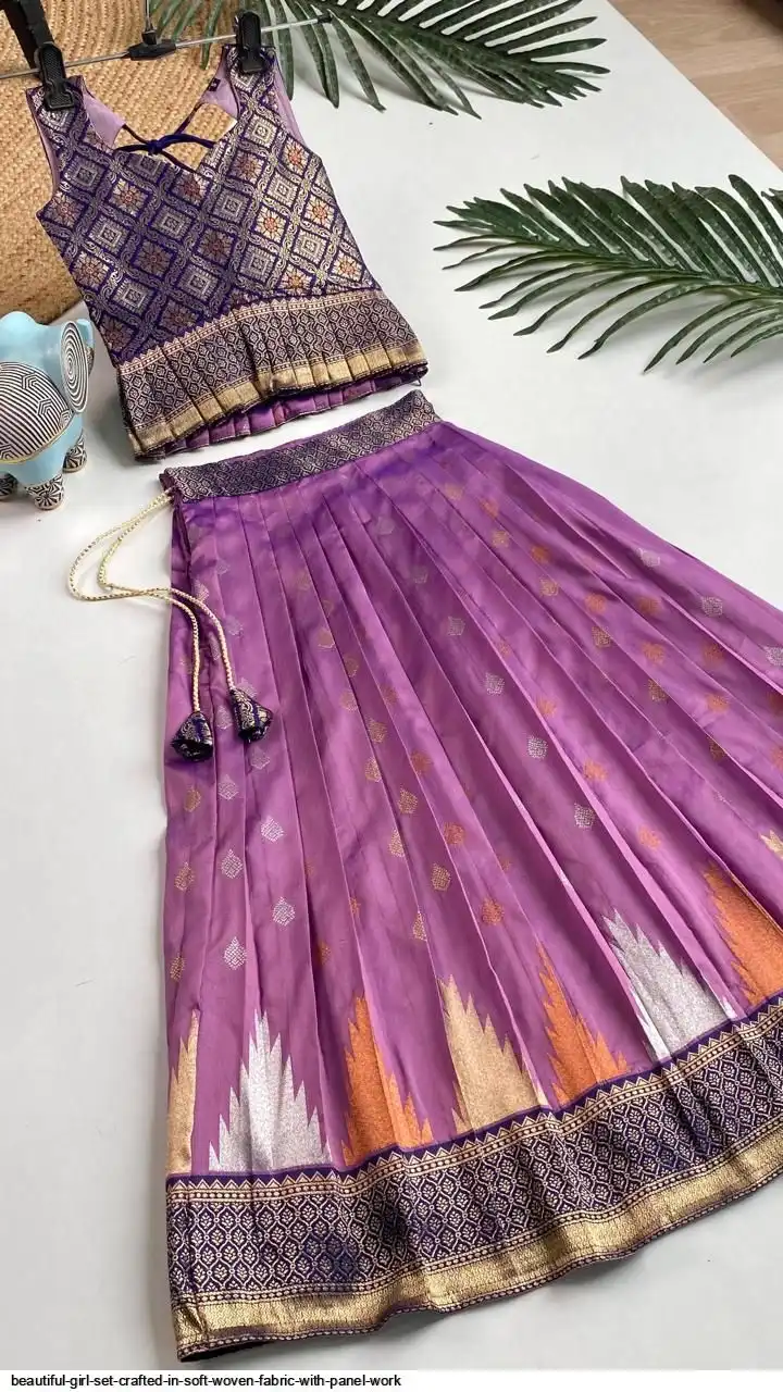 BEAUTIFUL GIRL SET CRAFTED IN SOFT WOVEN FABRIC WITH PANEL WORK 5