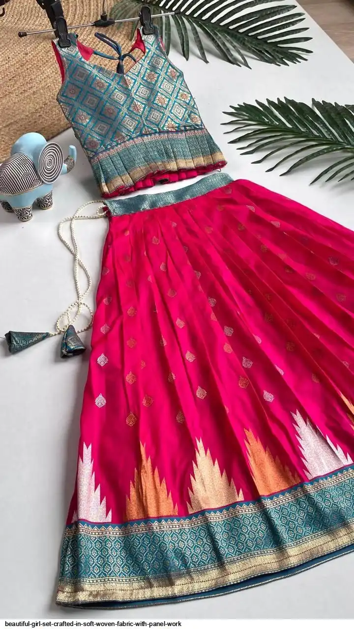BEAUTIFUL GIRL SET CRAFTED IN SOFT WOVEN FABRIC WITH PANEL WORK 7
