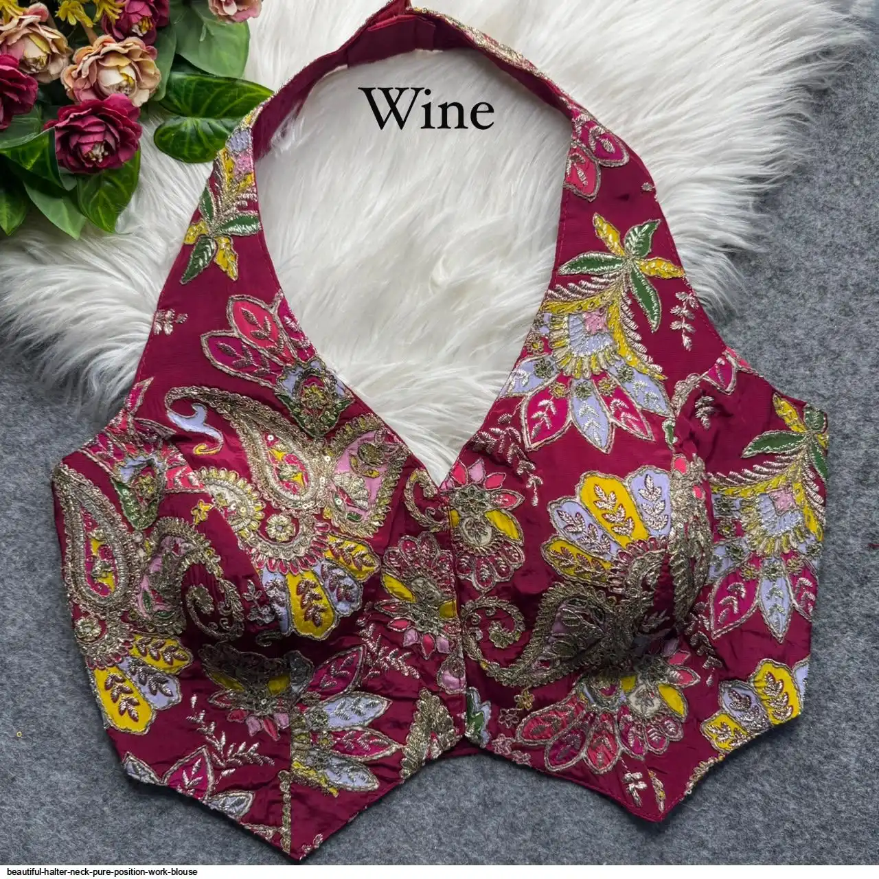 BEAUTIFUL HALTER NECK PURE POSITION WORK BLOUSE L