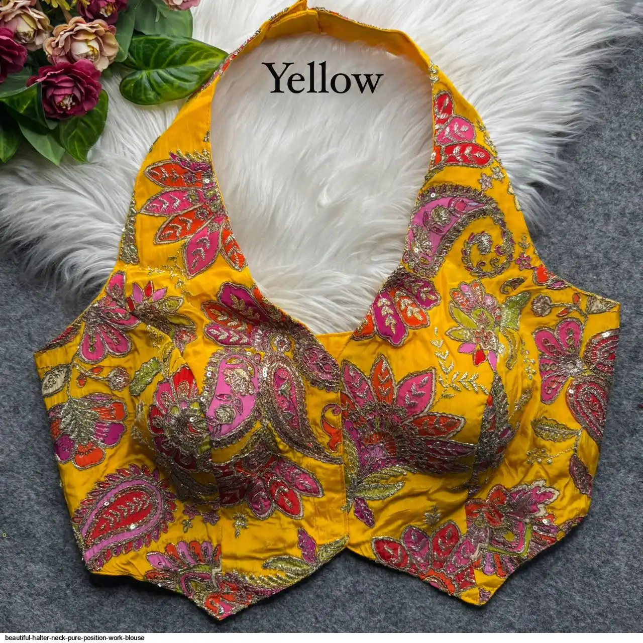 BEAUTIFUL HALTER NECK PURE POSITION WORK BLOUSE J