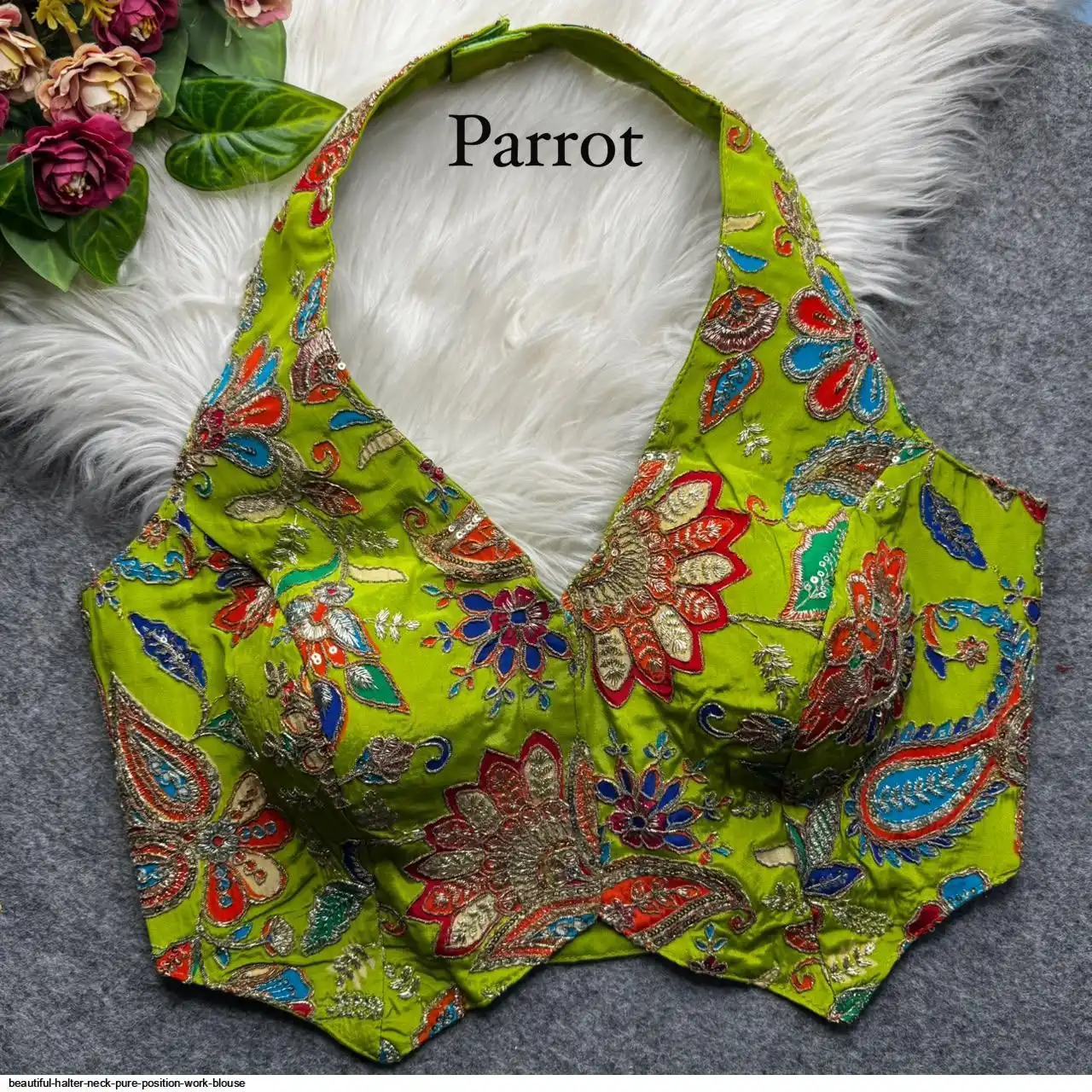 BEAUTIFUL HALTER NECK PURE POSITION WORK BLOUSE K