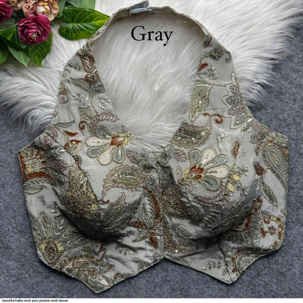 BEAUTIFUL HALTER NECK PURE POSITION WORK BLOUSE I