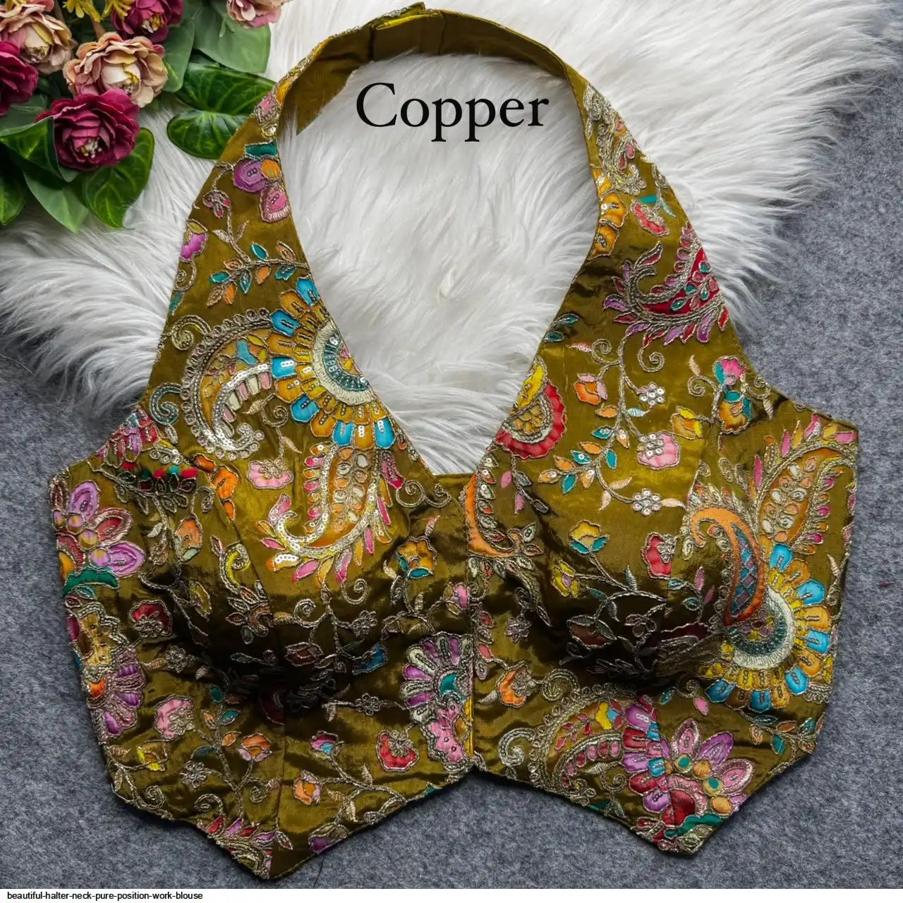 BEAUTIFUL HALTER NECK PURE POSITION WORK BLOUSE G
