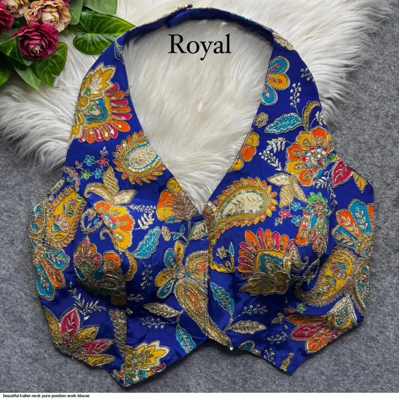 BEAUTIFUL HALTER NECK PURE POSITION WORK BLOUSE D