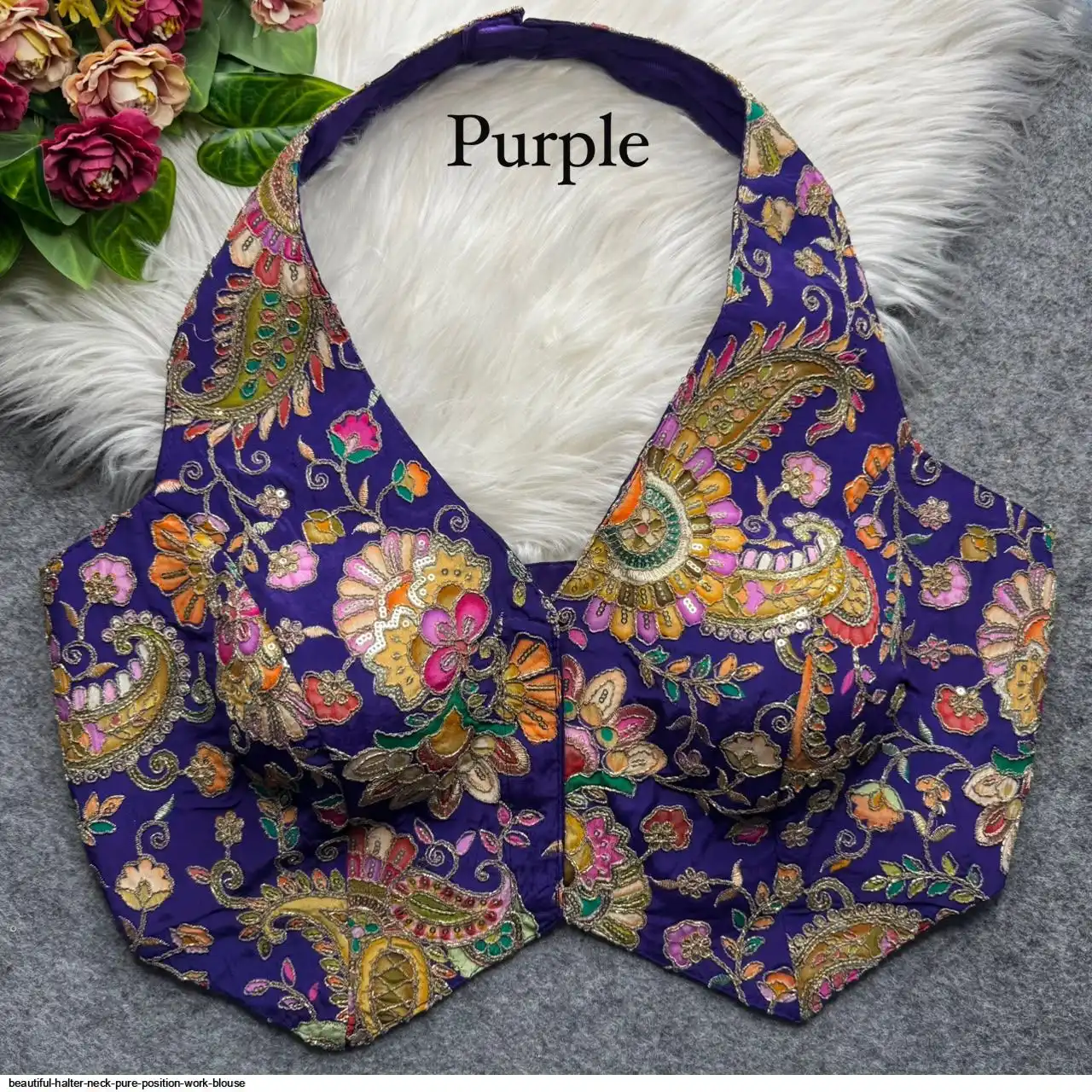 BEAUTIFUL HALTER NECK PURE POSITION WORK BLOUSE A
