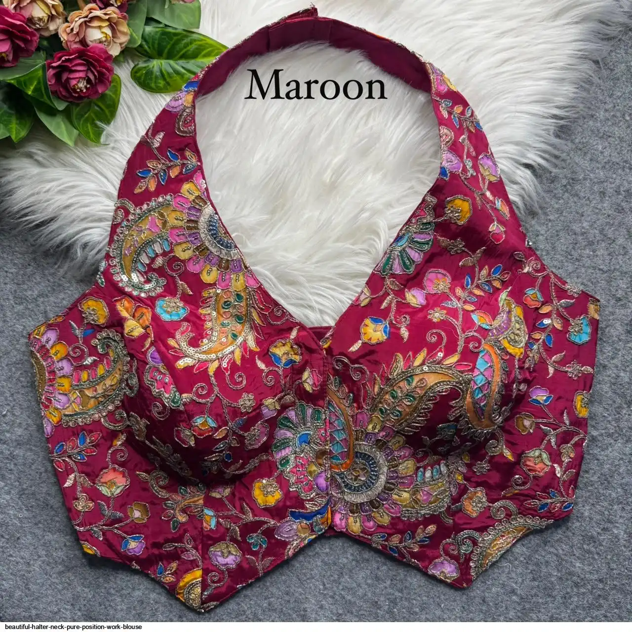 BEAUTIFUL HALTER NECK PURE POSITION WORK BLOUSE B