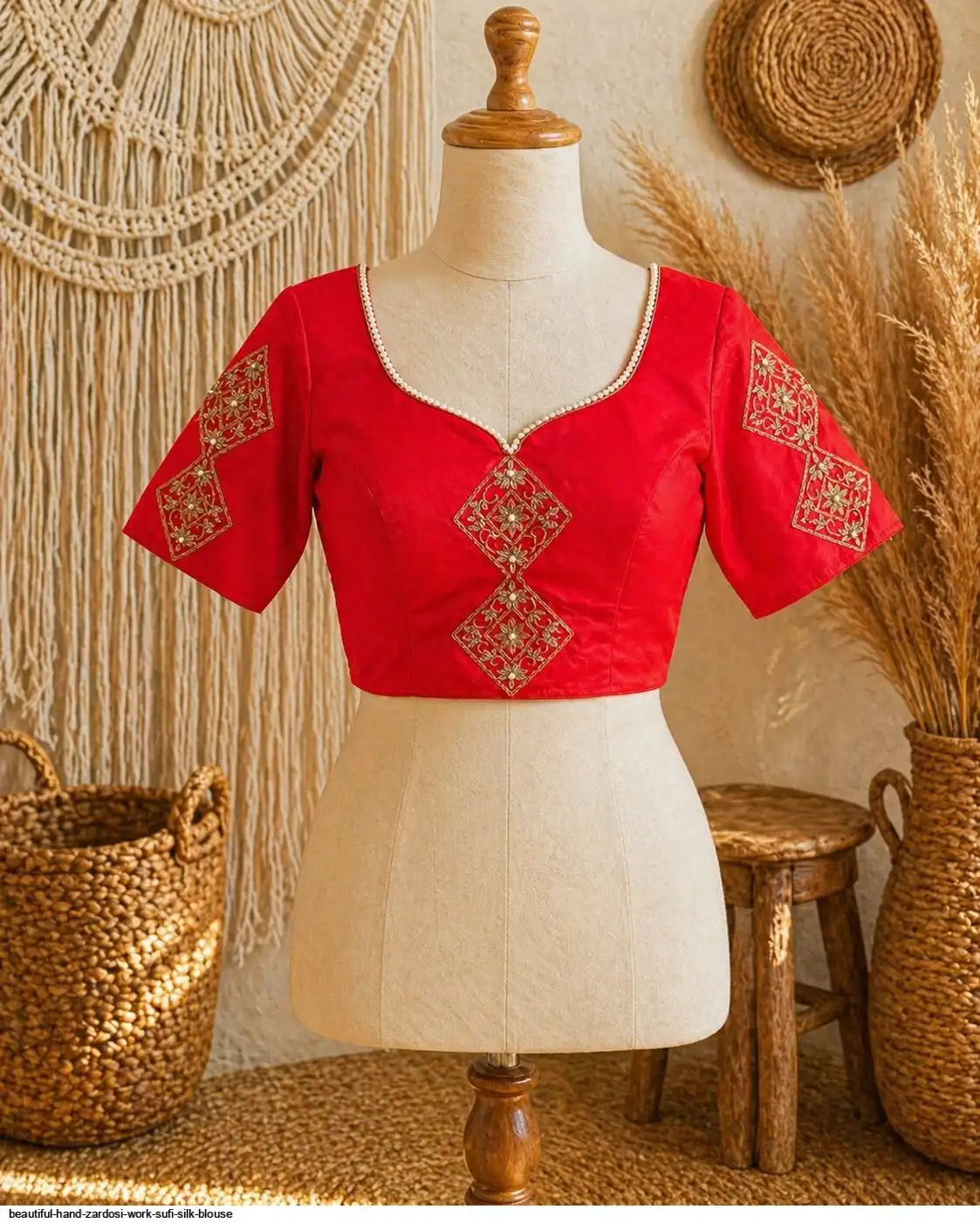 BEAUTIFUL HAND ZARDOSI WORK SUFI SILK BLOUSE 1