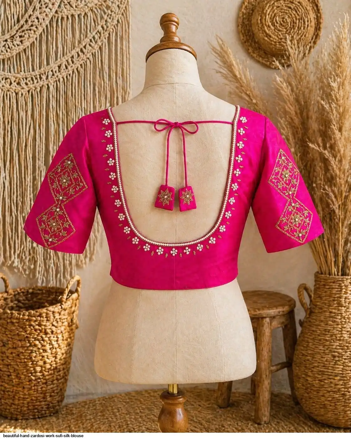 BEAUTIFUL HAND ZARDOSI WORK SUFI SILK BLOUSE 2