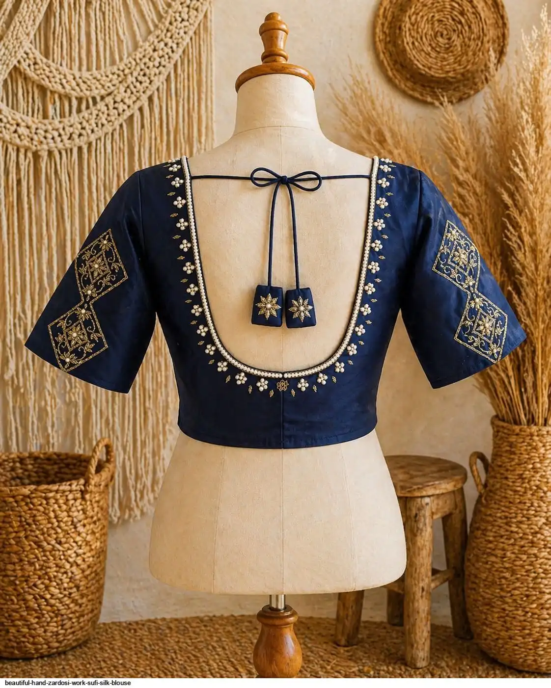 BEAUTIFUL HAND ZARDOSI WORK SUFI SILK BLOUSE 5
