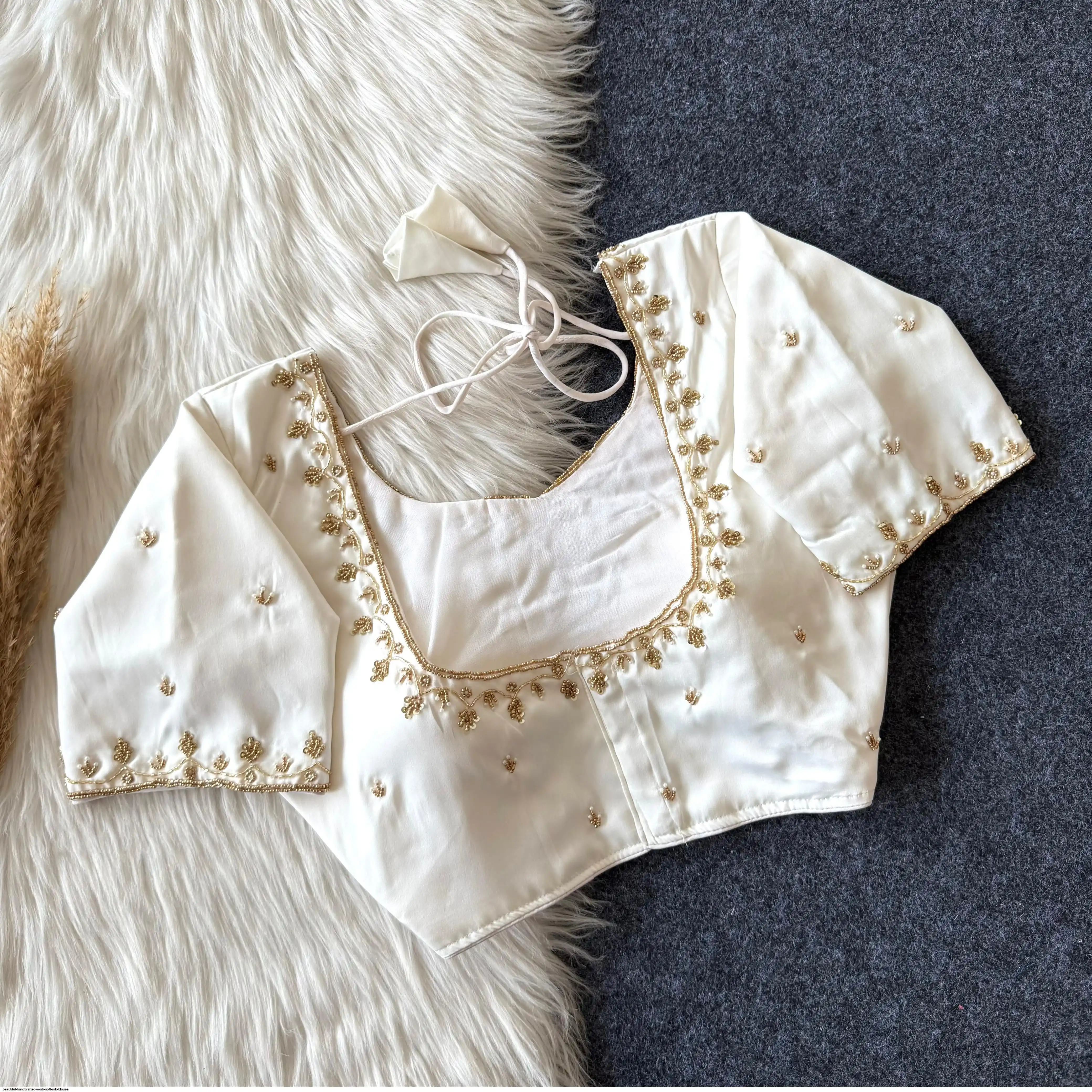 BEAUTIFUL HANDCRAFTED WORK SOFT SILK BLOUSE 1