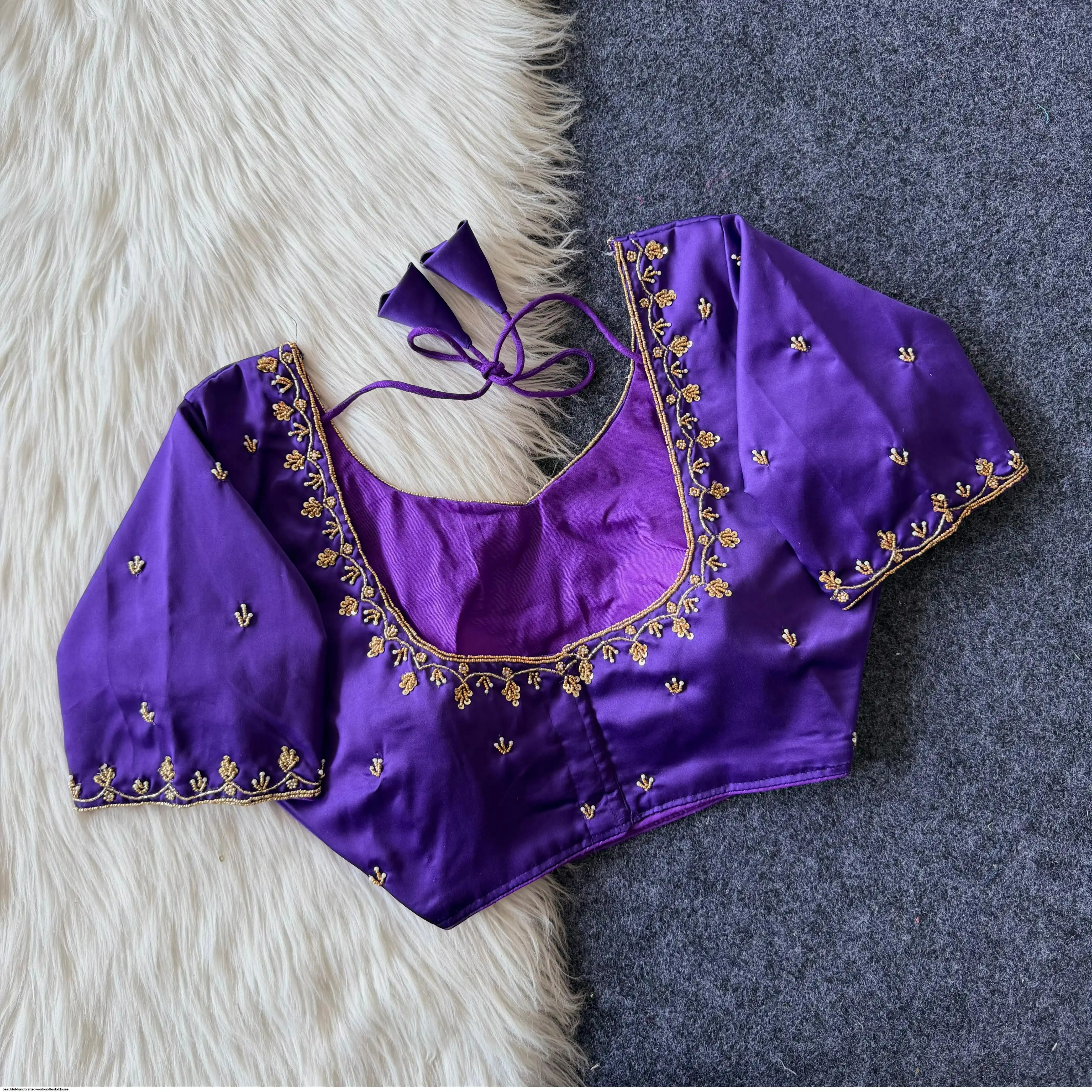 BEAUTIFUL HANDCRAFTED WORK SOFT SILK BLOUSE 3