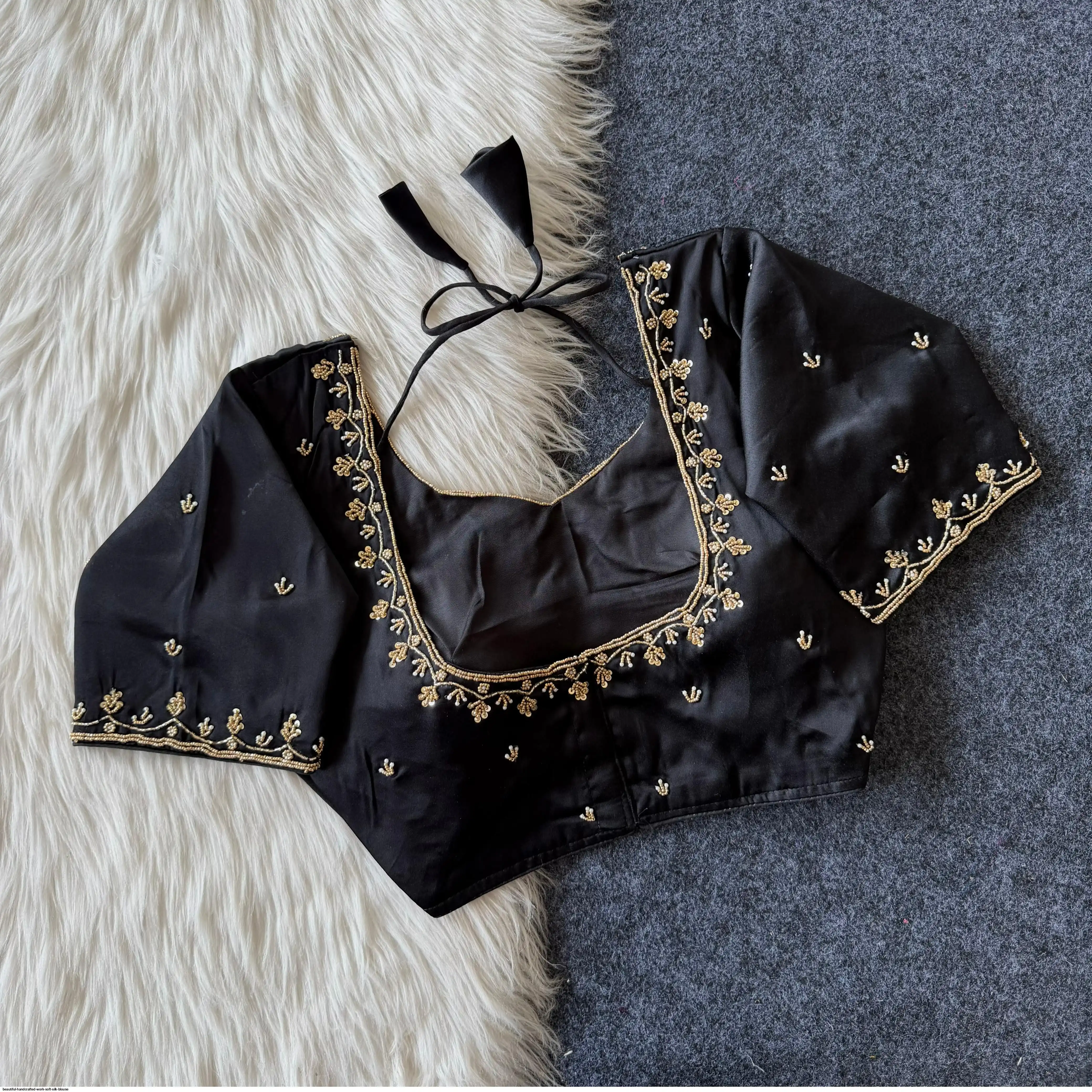 BEAUTIFUL HANDCRAFTED WORK SOFT SILK BLOUSE 2