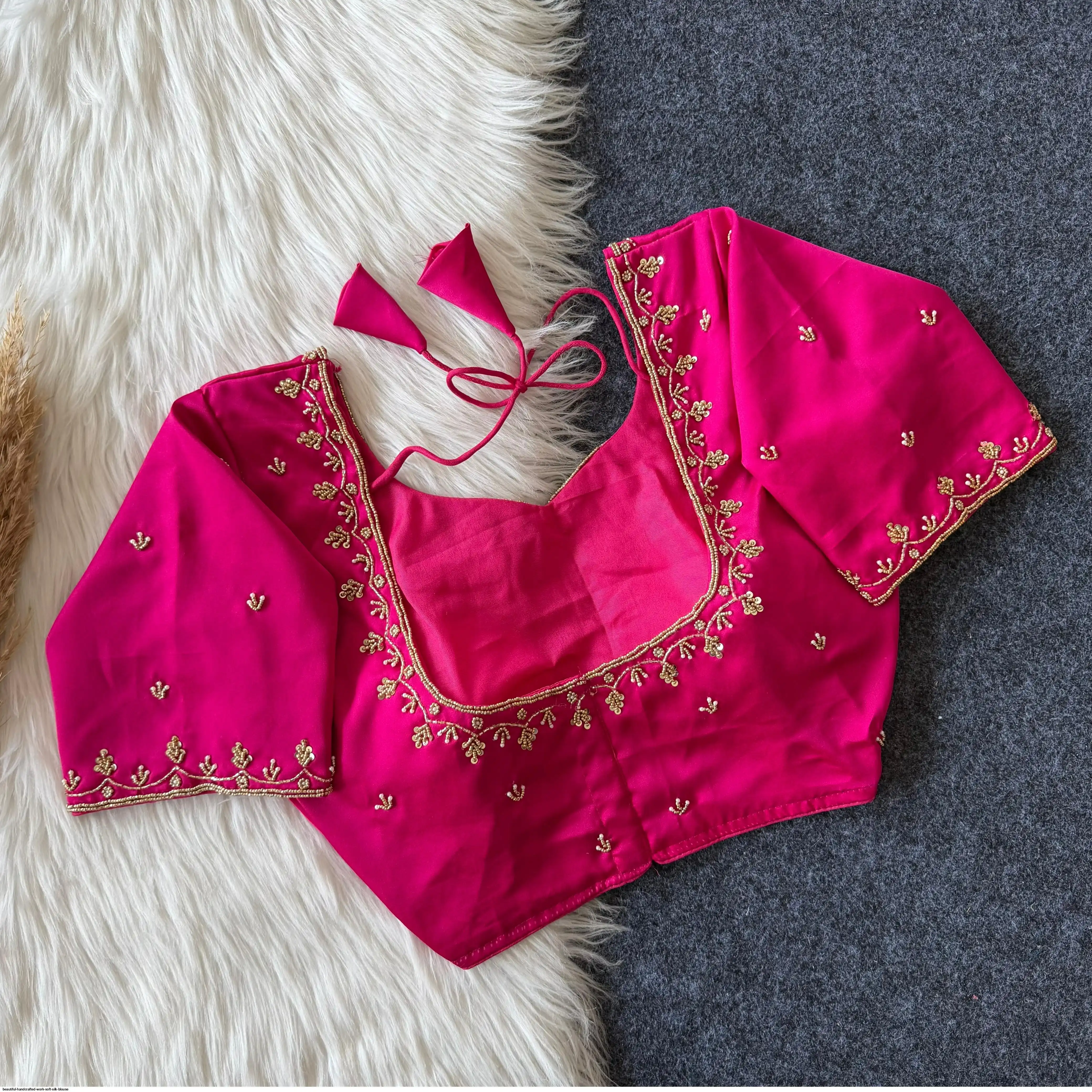 BEAUTIFUL HANDCRAFTED WORK SOFT SILK BLOUSE 4