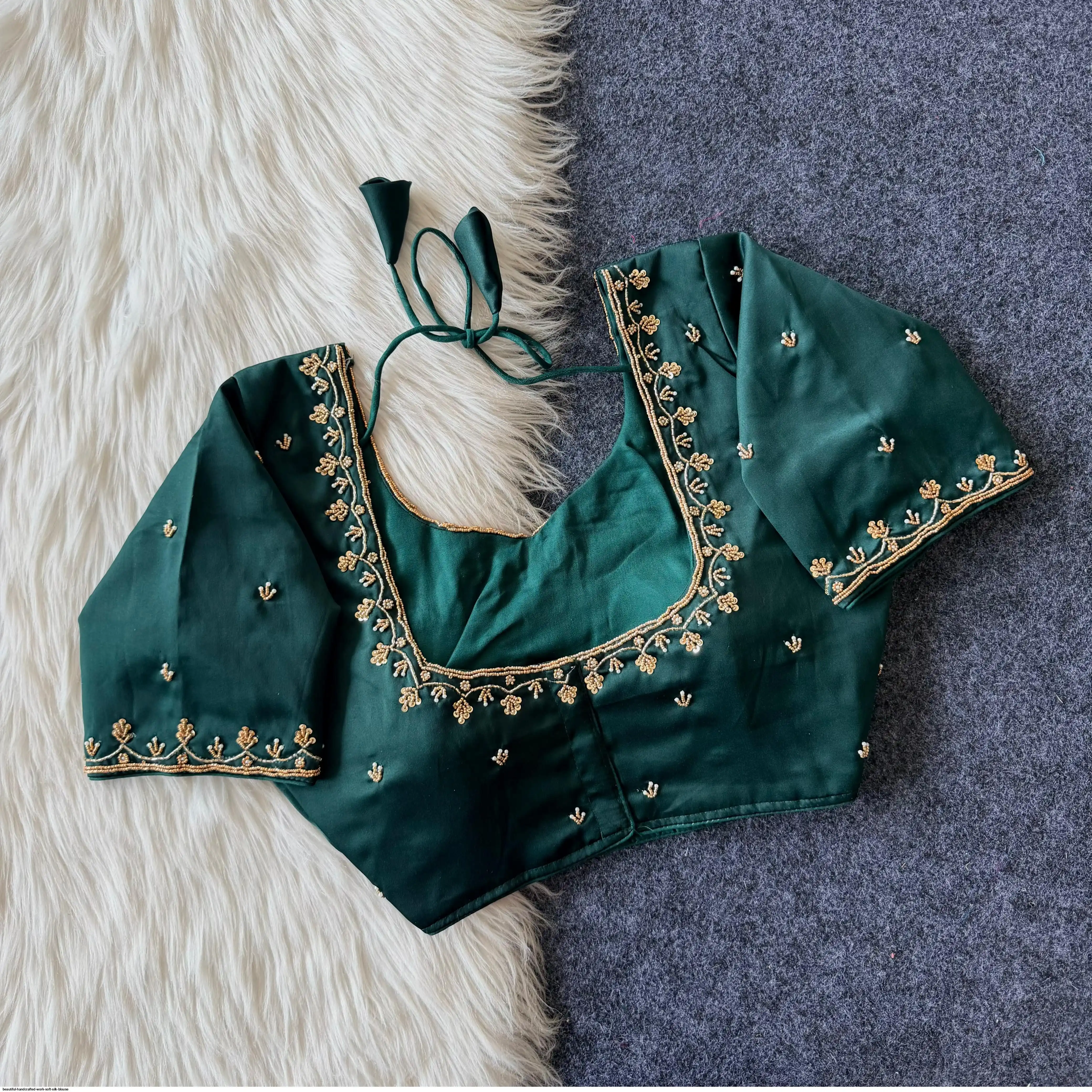 BEAUTIFUL HANDCRAFTED WORK SOFT SILK BLOUSE 6