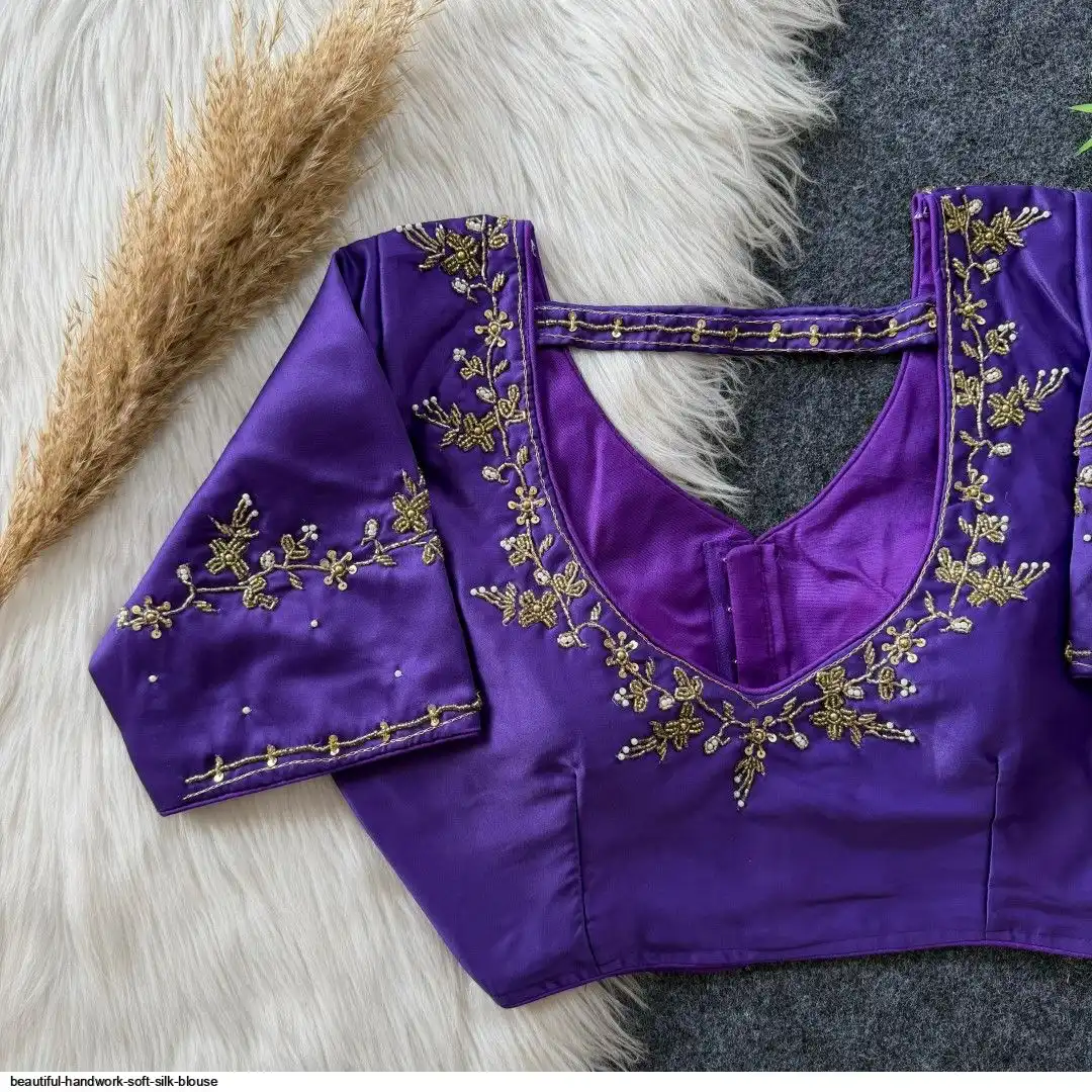 BEAUTIFUL HANDWORK SOFT SILK BLOUSE E