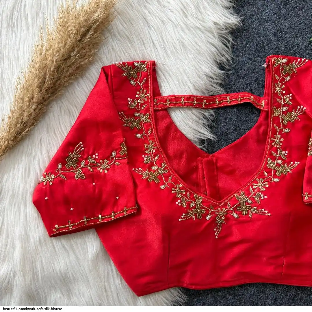 BEAUTIFUL HANDWORK SOFT SILK BLOUSE C