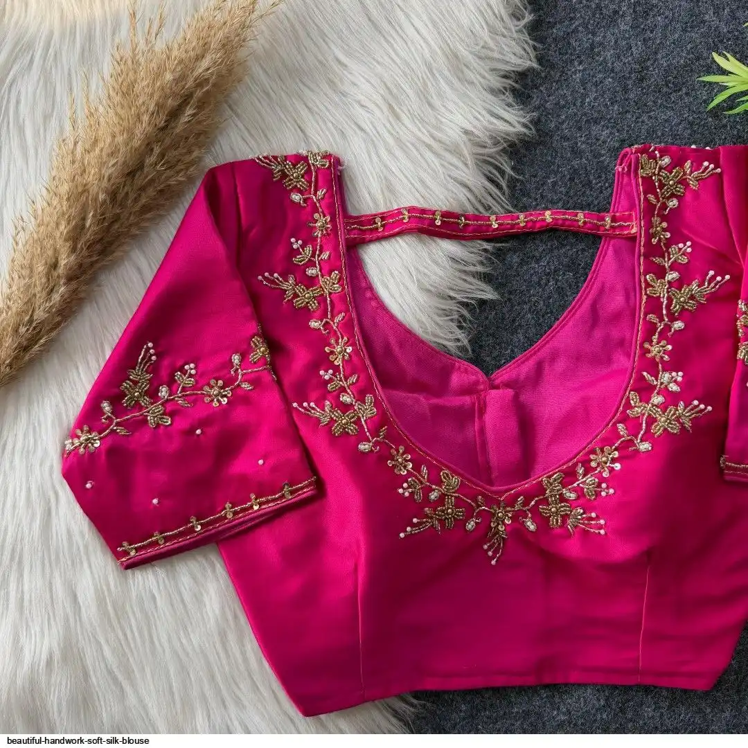 BEAUTIFUL HANDWORK SOFT SILK BLOUSE D