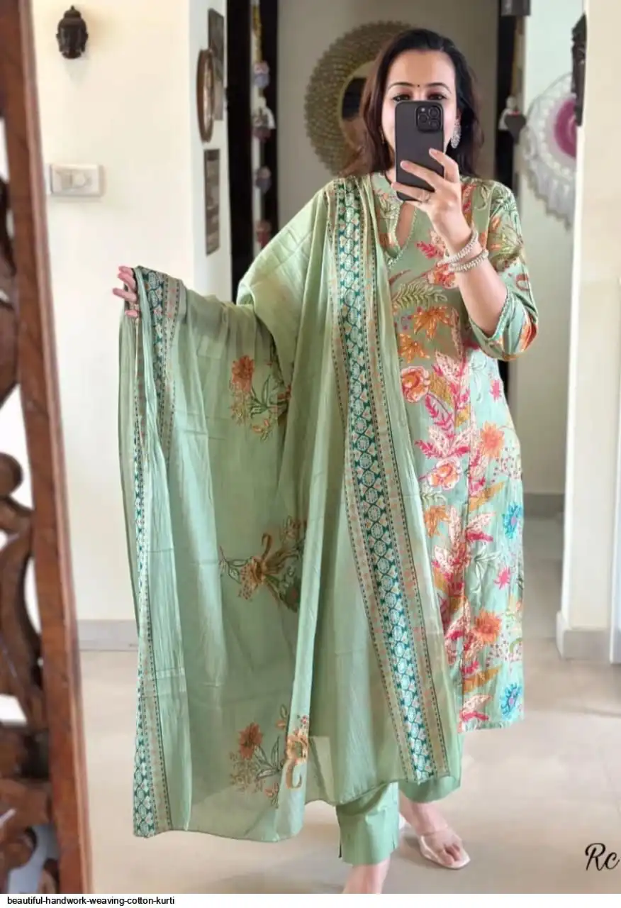 BEAUTIFUL HANDWORK WEAVING COTTON KURTI