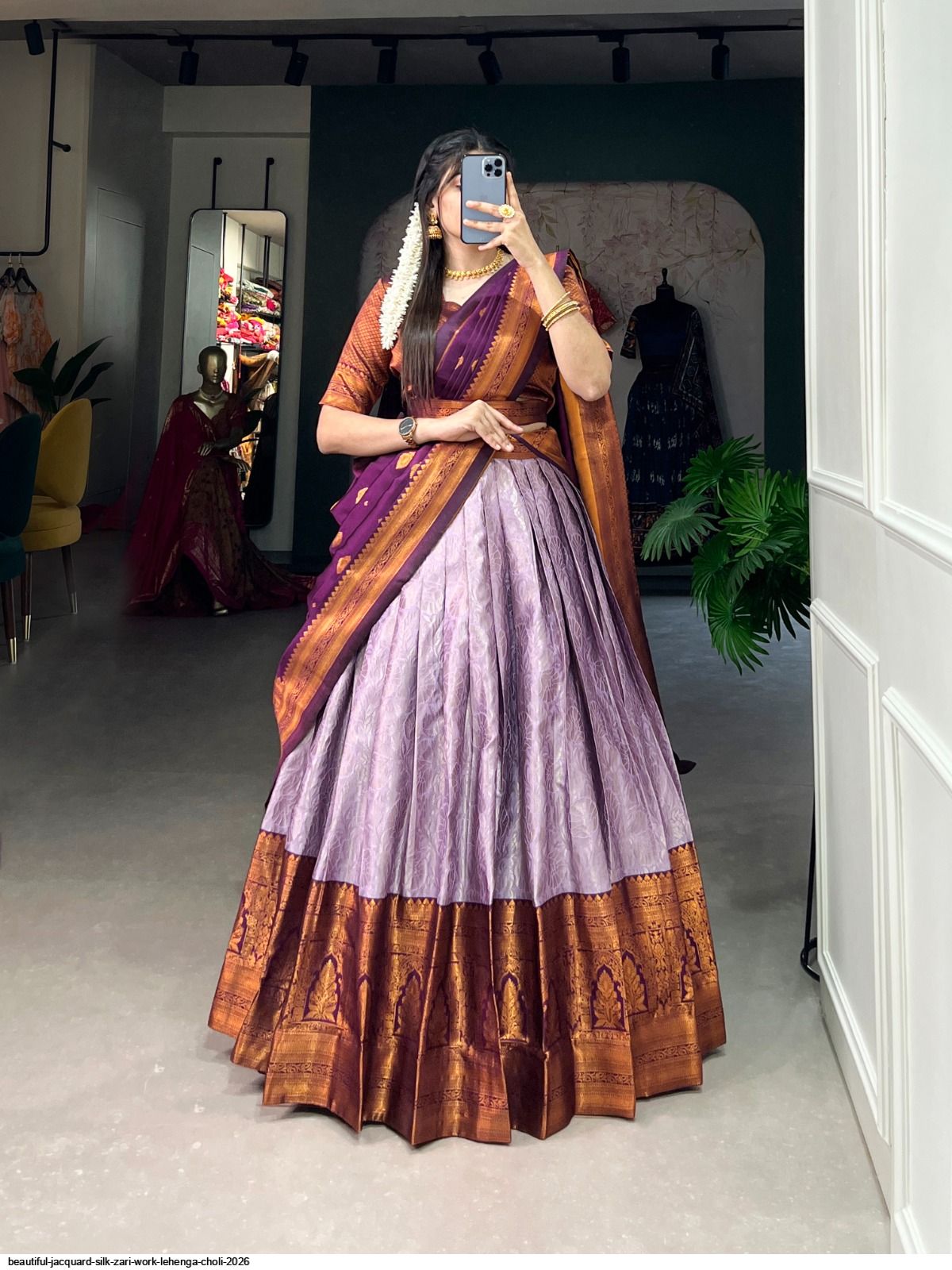 BEAUTIFUL JACQUARD SILK ZARI WORK LEHENGA CHOLI 2026