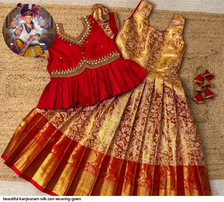 BEAUTIFUL KANJIVARAM SILK ZARI WEAVING GOWN A