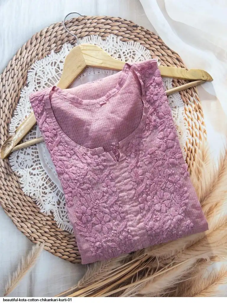 BEAUTIFUL KOTA COTTON CHIKANKARI KURTI 01