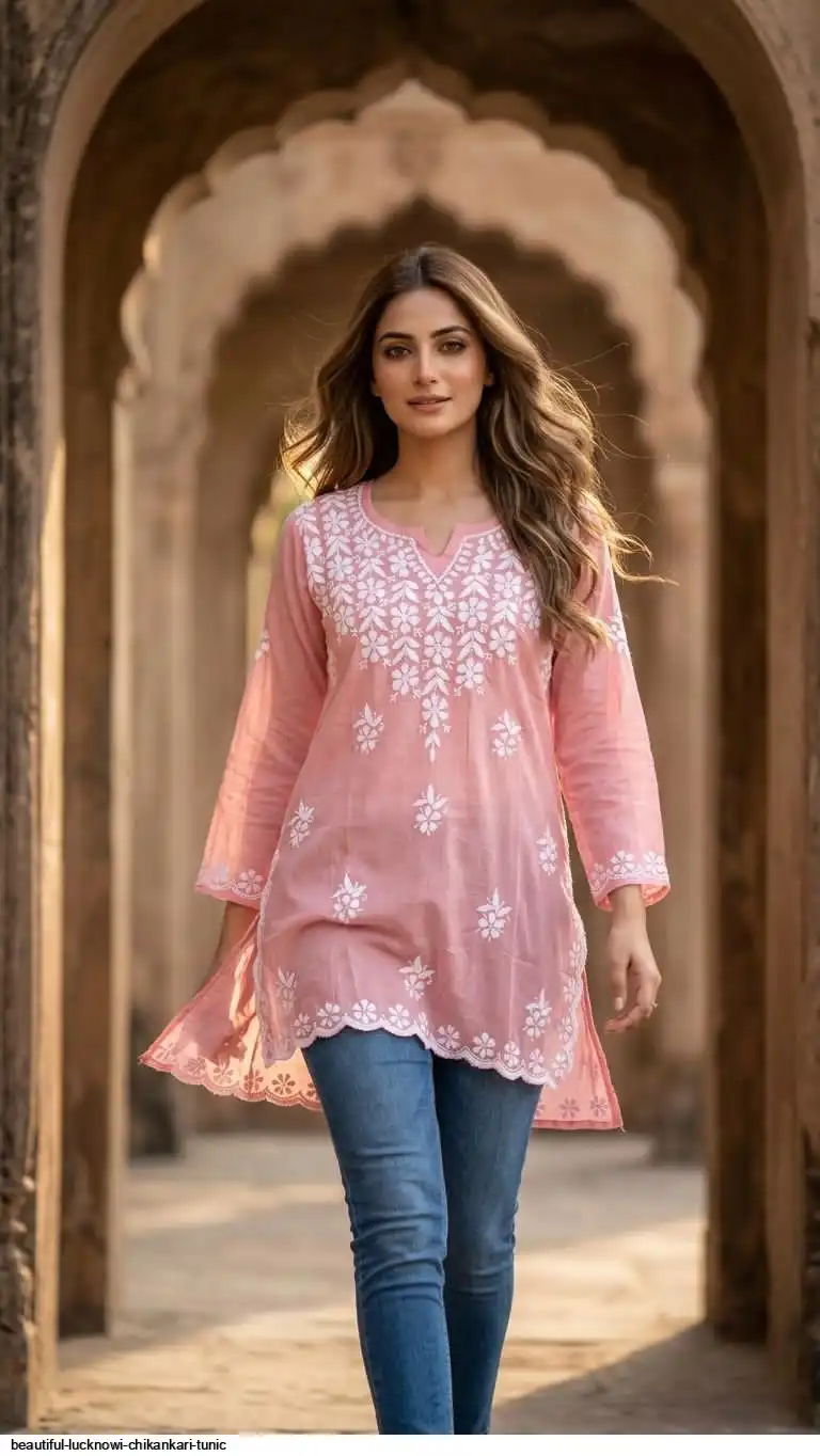 BEAUTIFUL LUCKNOWI CHIKANKARI TUNIC A