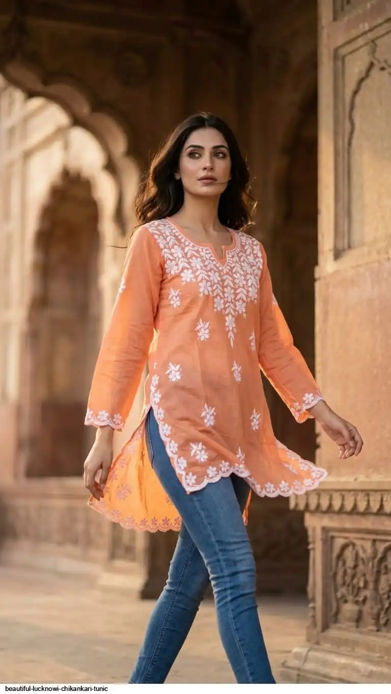 BEAUTIFUL LUCKNOWI CHIKANKARI TUNIC B
