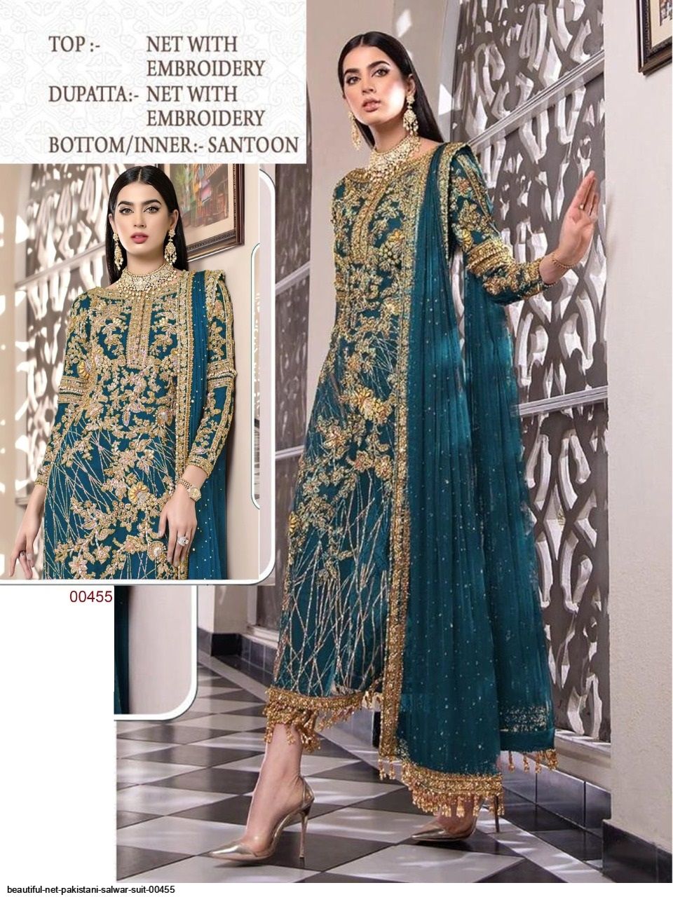 BEAUTIFUL NET PAKISTANI SALWAR SUIT 00455 A