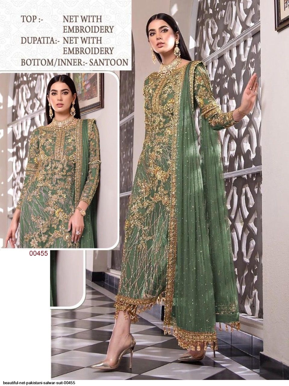 BEAUTIFUL NET PAKISTANI SALWAR SUIT 00455 C