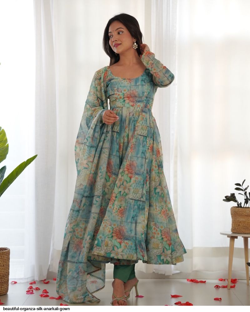 BEAUTIFUL ORGANZA SILK ANARKALI GOWN