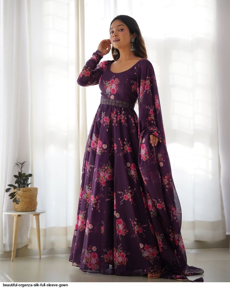 BEAUTIFUL ORGANZA SILK FULL SLEEVE GOWN