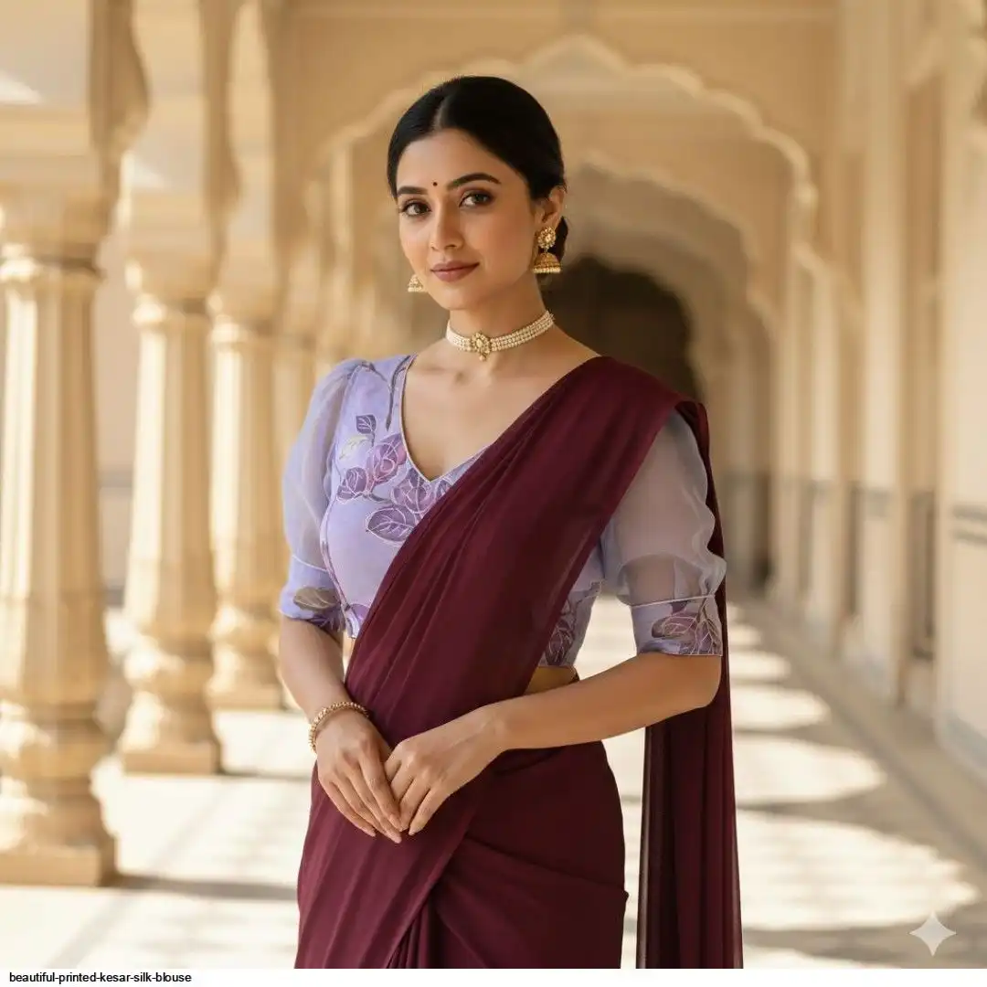 BEAUTIFUL PRINTED KESAR SILK BLOUSE F