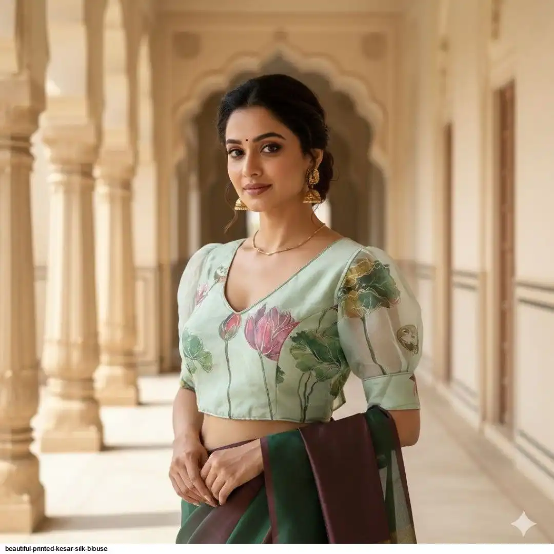 BEAUTIFUL PRINTED KESAR SILK BLOUSE G
