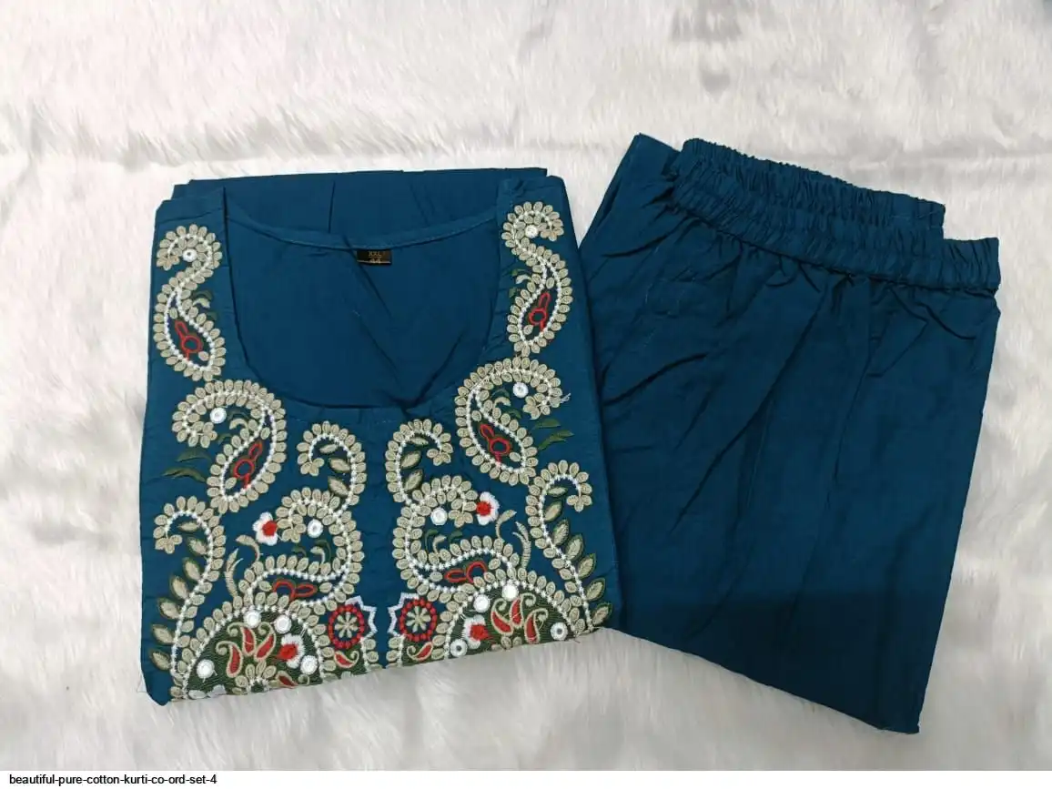 BEAUTIFUL PURE COTTON KURTI CO ORD SET 4