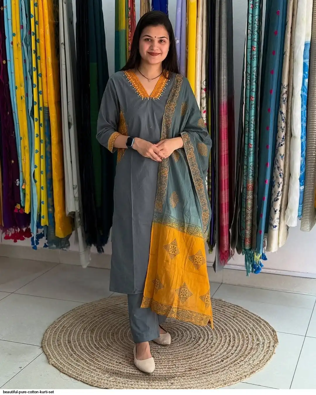 BEAUTIFUL PURE COTTON KURTI SET