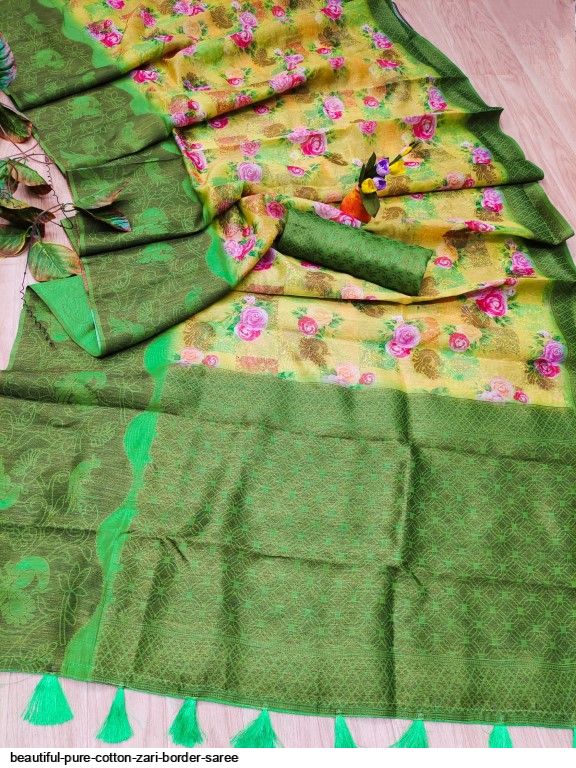Neerav Pure Linen Zari Border Saree White