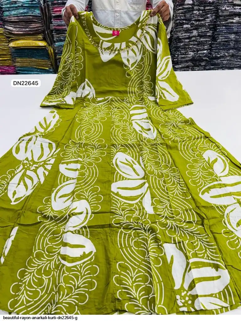 BEAUTIFUL RAYON ANARKALI KURTI DN22645 G