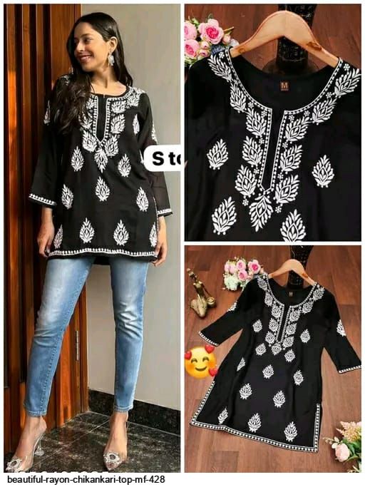 BEAUTIFUL RAYON CHIKANKARI TOP MF 428 2